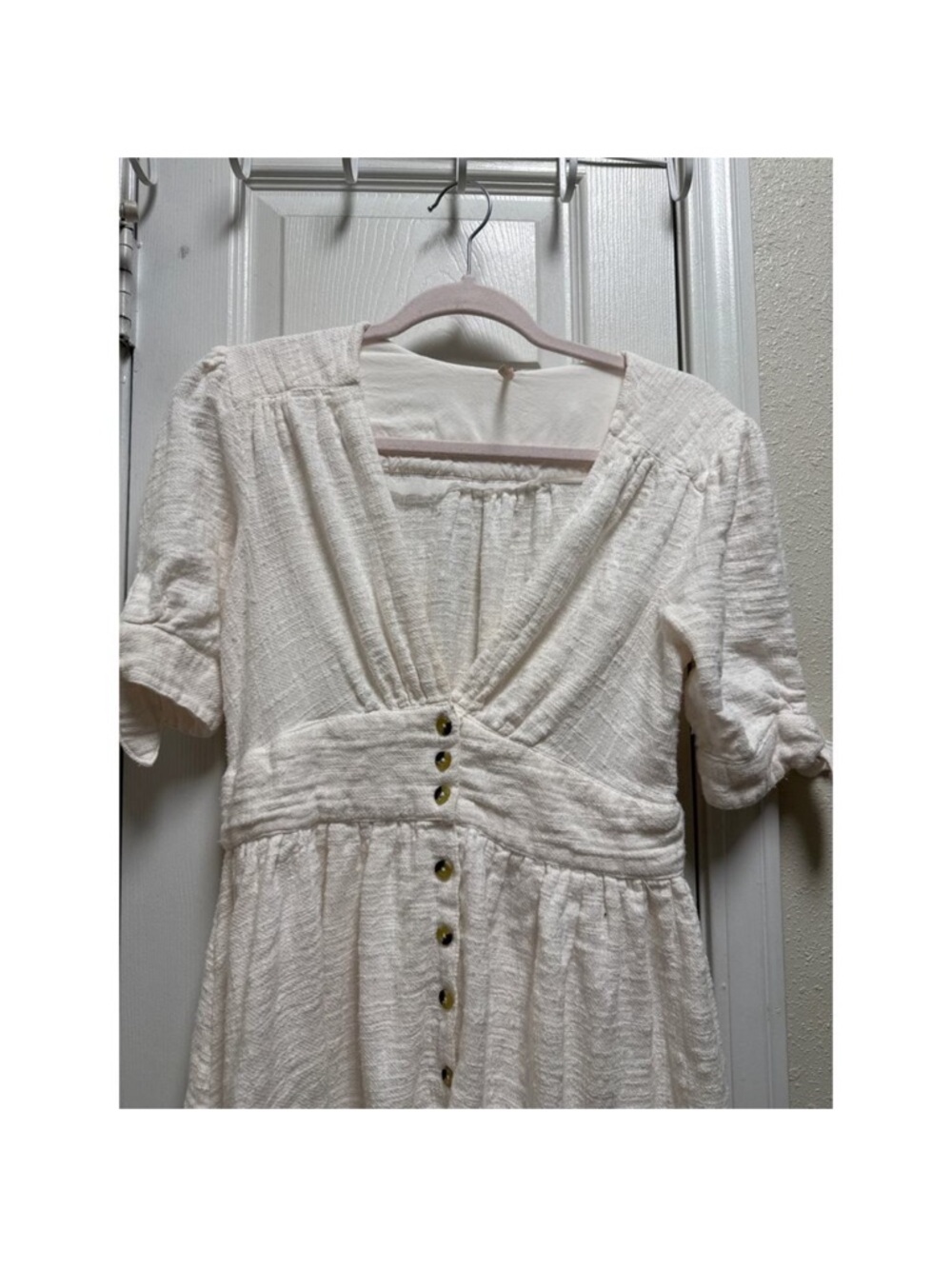 Free People Free-est Love Of My Life Off White Cotton Midi Dress Size Medium - Picture 5 of 8